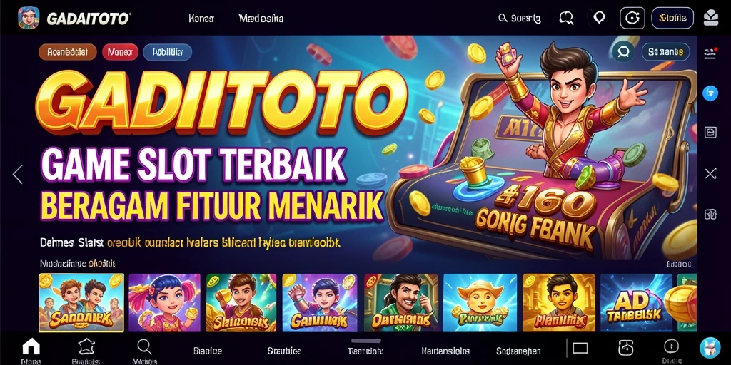 Tampilan gameplay menarik GADAITOTO dengan simbol slot berputar.