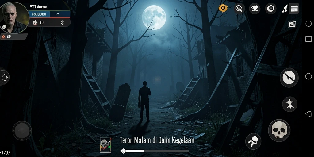 Tangkapan layar PT707 yang menunjukkan atmosfer gameplay yang mencekam.