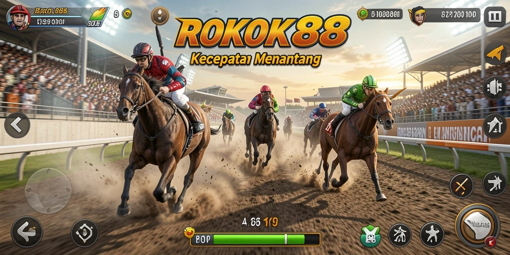 Tangkapan layar dari gameplay ROKOK88 yang menampilkan balapan mendebarkan.