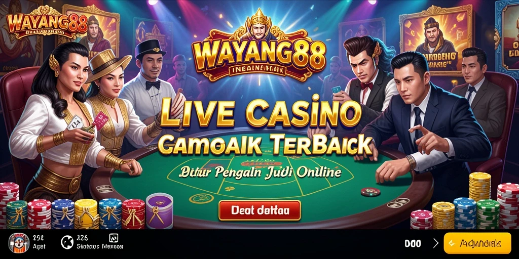 Screenshot permainan Live Casino WAYANG88 menunjukkan dealer dan tabel permainan yang menarik.